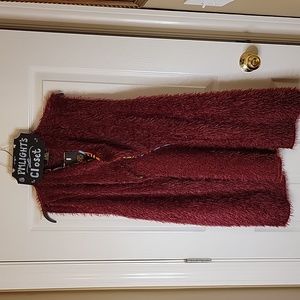 Lucky & Blessed Vest New Large Dark Pink Faux Fur Western